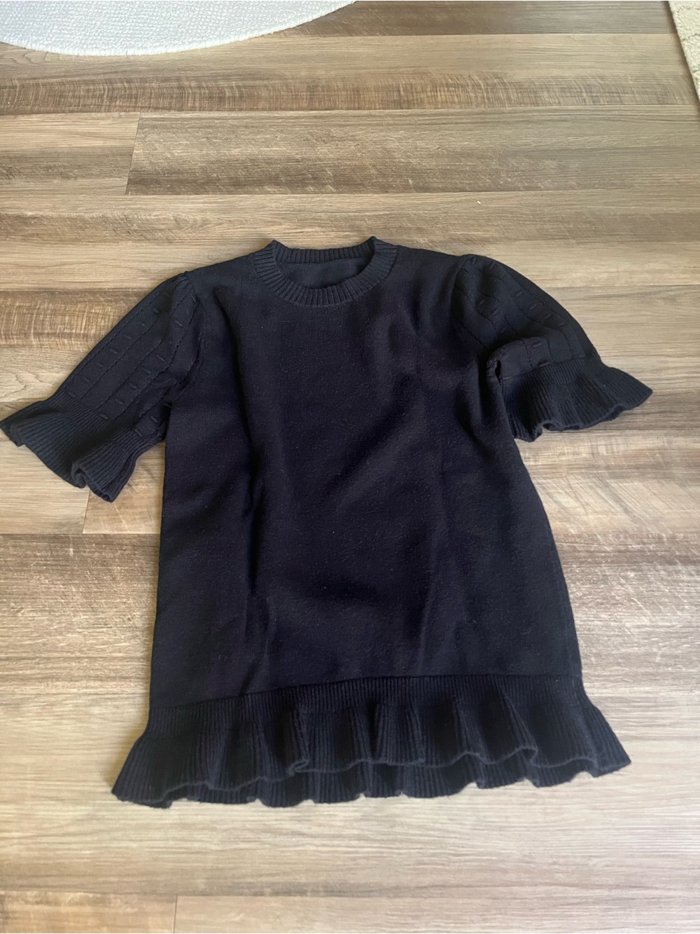 Ruffled Crew Neck Knit Top
